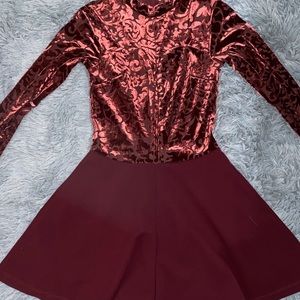 Maroon Velvet romper